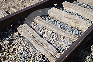 Closed plan of tracks with wooden sleepers