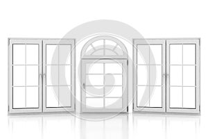 Closed plastic windows on white