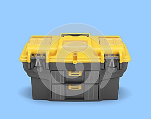 Closed professionsl tools case 3d render on blue background