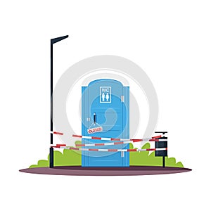 Closed public toilet semi flat RGB color vector illustration