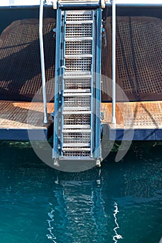 Yachts Telescopic Gangway. Isolated. Copy Space.