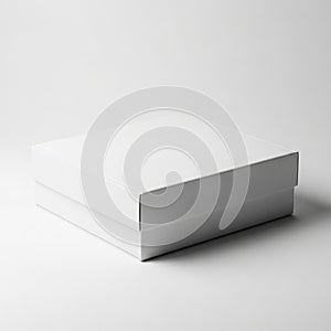 A Closed White Rectangular Gift Box with a Lid on a White Background present packaging