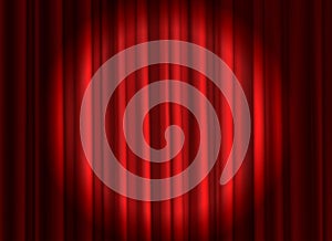 Closed red curtain. Theatrical drapes stage curtains opening ceremony theater movie spotlight closed velvet fabric