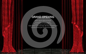 Closed Red Stage Curtain Realistic. Grand Opening Concept