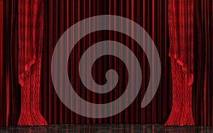 Closed Red Stage Curtain Realistic. Grand Opening Concept