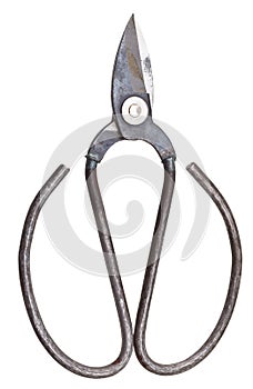 Closed retro sewing scissors isolated on white