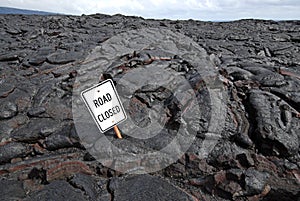 Closed Road Due to Lava Flow