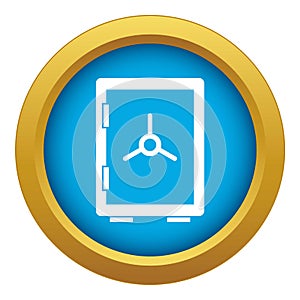 Closed safe icon blue vector isolated