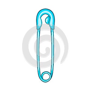 Closed safety pin icon, cartoon style