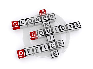 Closed service office covid19 word blocks