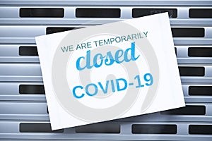 Closed shop business window sign due to covid-19