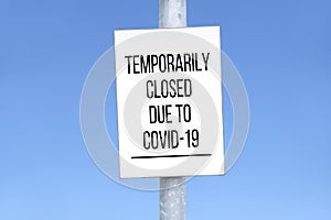 Closed shop sign due to Coronavirus Covid-19