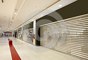 Closed shops in modern mall