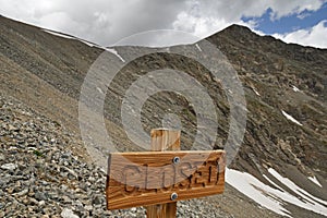 Closed Sign In Front Of Mountain photo