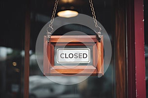 closed sign hanging outside a restaurant, store, office