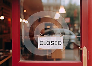 closed sign hanging outside a restaurant, store, office