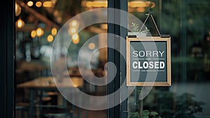 closed sign hanging outside a restaurant, store, office or other.