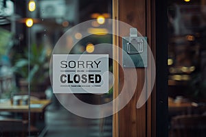 closed sign hanging outside a restaurant, store, office or other .