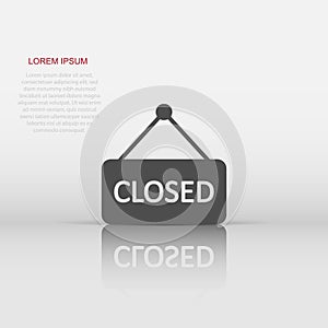 Closed sign icon in flat style. Accessibility vector illustration on white isolated background. Message business concept