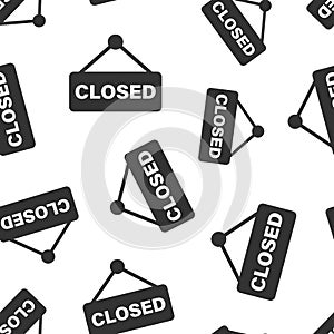 Closed sign icon in flat style. Accessibility vector illustration on white isolated background. Message seamless pattern business