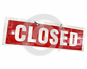 Closed sign isolated over white