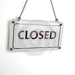 Closed sign isolated on white background photo