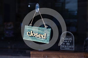 Closed sign on a restaurant