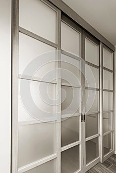 Closed sliding glassed doors photo
