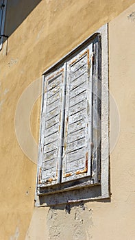 Closed spalette - window. Piran, Obalno-kraska, Slovenia, June 2020