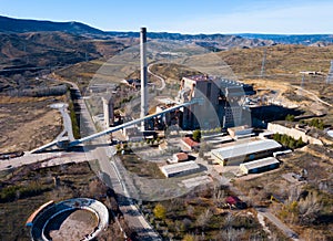 Closed thermal power plant in the village of Escucha. photo