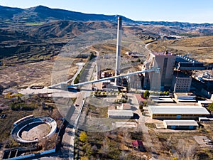 Closed thermal power plant in the village of Escucha. photo