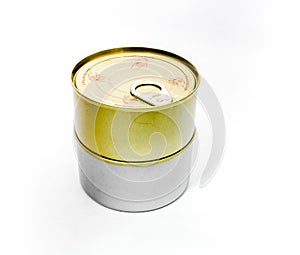 Closed tin can with open key
