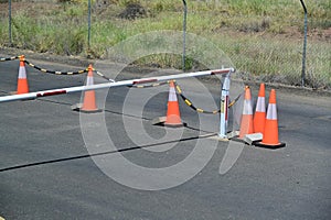 Closed traffic gate background