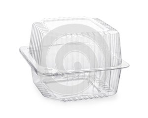 Closed transparent plastic food packaging box