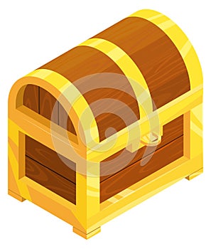 Closed treasure chest. Cartoon isometric game icon