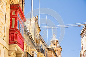 Closed and typical Maltese balconies with the name gallarija