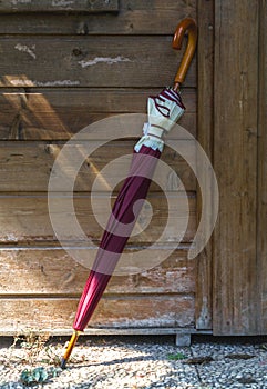 Closed Umbrella ON wooden structure