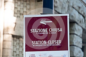 Closed underground station, Rome, Italy