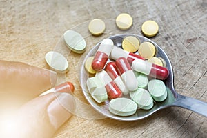 Closed up of accumulate medicine pills photo