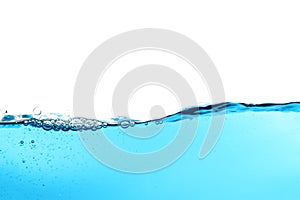 Beautiful wave and nice bubble of pure water isolated on white background