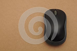 Closed-up black computer wireless mouse