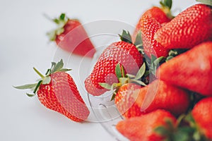Closed up of fresh strawberry. Red Strawberries in a Bowl Ready to Eat.