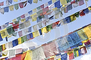 Closed up prayer flag in Nepal