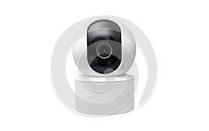 Closed up of Smart home wireless security camera isolated on white background, using for security monitoring or private cctv