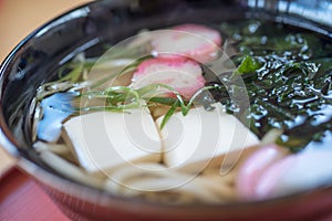 Closed up tempura shrimp udon, japanese food