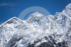 Closed up view of Everest from Gorak Shep. During the way to Everest base camp. photo