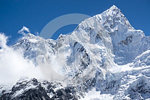 Closed up view of Everest and Lhotse peak from Gorak Shep. During the way to Everest base camp.