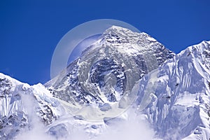 Closed up view of Everest peak from Gorak Shep. During the way to Everest base camp.