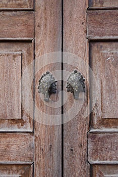 Closed up the wood door in Nepal