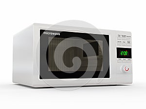 Closed white microwave. 3d